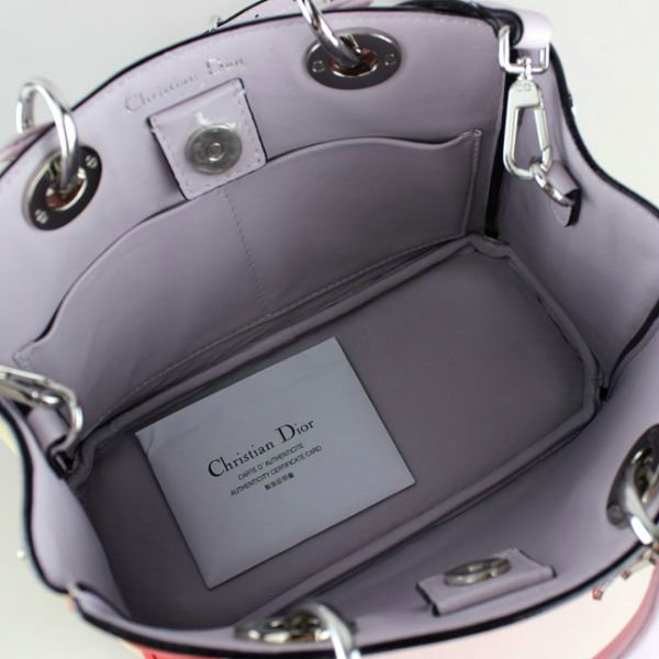 mini dior diorissimo original calfskin leather bag 44375 light red & off white&purple - Click Image to Close